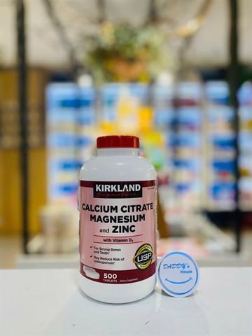 Viên uống Kirkland bổ sung Calcium Citrate, Magnesium & Zinc with D3 (500v)