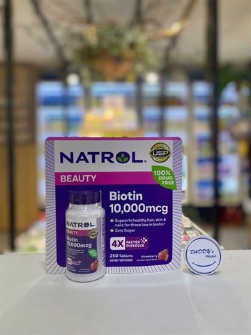 Viên uống bổ sung Vitamin hỗ trợ dinh dưỡng cho tóc Biotin 10,000mcg Natrol - NĐ (250v)