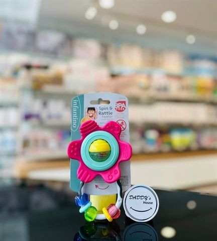 Gặm nướu hình bông hoa Spin & Rattle Teether Infantino - Màu hồng (NB)