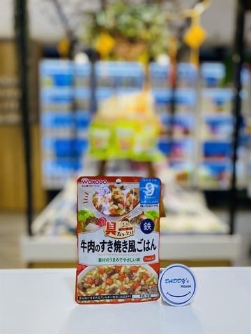 Cơm Sukiyaki thịt bò & rau củ ninh nước sốt kiểu Nhật Wakodo 9th (80g)