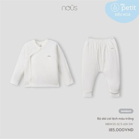 Bộ dài cài lệch màu trắng Nous (NB)