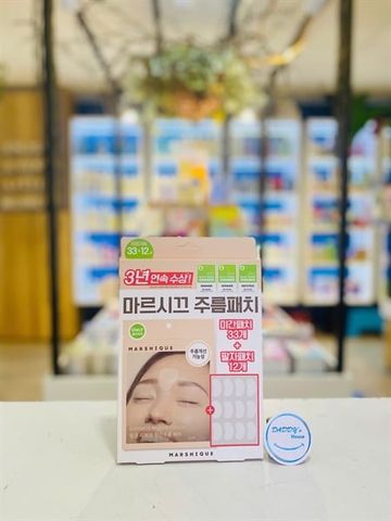 Miếng dán xóa nhăn vùng giữa hai lông mày & rãnh mũi má Marshique - NĐ (33+12 miếng)