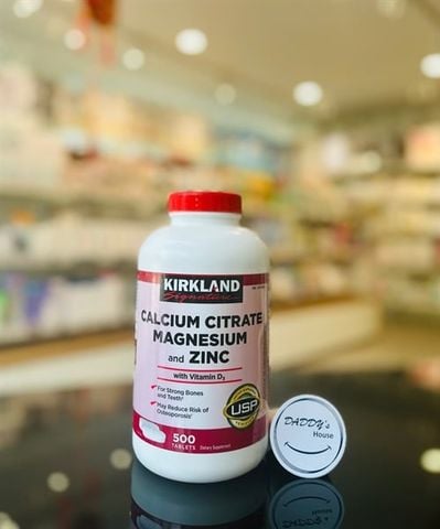 Viên uống Kirkland bổ sung Calcium Citrate, Magnesium & Zinc with D3 - NĐ (500v)