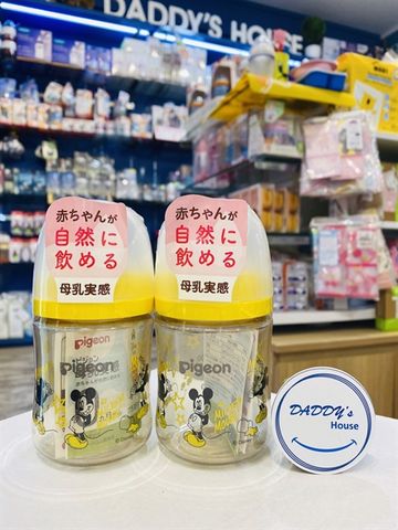 Bình sữa Pigeon nhựa PPSU Mickey vàng - NĐ (160ml)