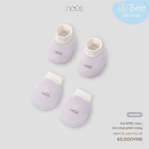 Set bao tay, bao chân Nous màu tím nhạt phối trắng (NB)
