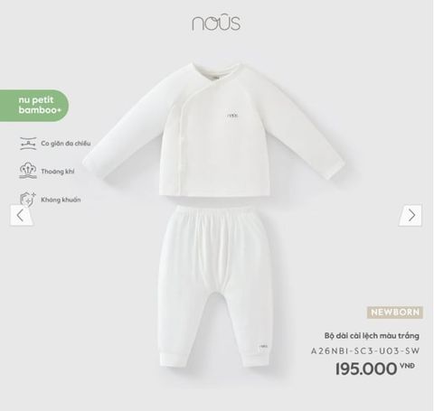 Bộ dài cài lệch Nous trắng (NB)