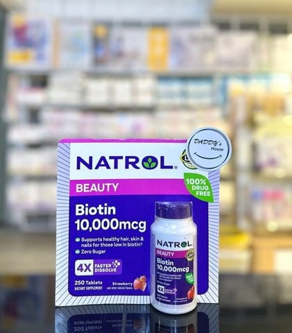 Viên uống bổ sung Vitamin hỗ trợ dinh dưỡng cho tóc Biotin 10,000mcg Natrol - NĐ (250v)