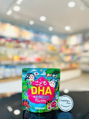 Kẹo dẻo bổ sung DHA + Vitamin D Unimat Riken vị đào 3 tuổi (60g)