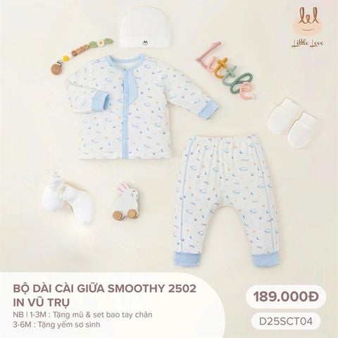 Bộ dài cài giữa vải Smoothy Little Love - Hình vũ trụ (NB)