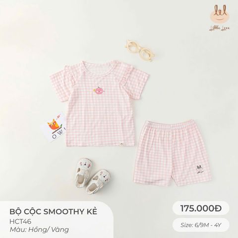 Bộ cộc smoothy kẻ hồng in đào Little Love (12-18th)