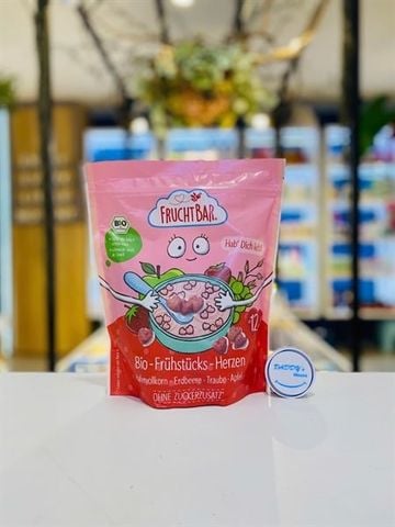 Ngũ cốc hữu cơ Fruchtbar vị yến mạch, dâu, nho & táo - 1 tuổi (125g)