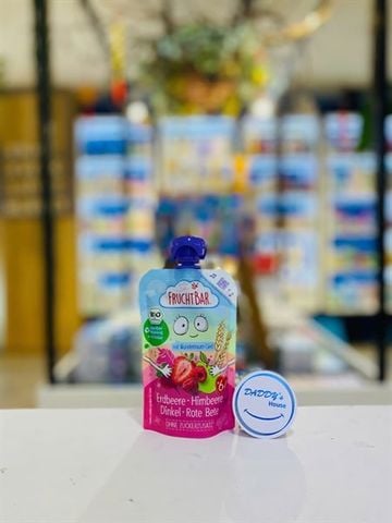 Dâu, táo, mâm xôi, củ dền hữu cơ xay nhuyễn Fruchtbar - 6th (100g)