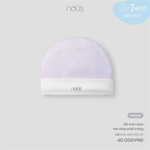 Mũ tròn màu tím nhạt phối trắng Nous