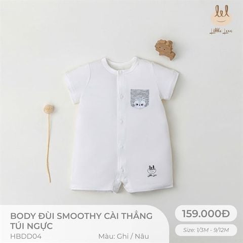 Body đùi cài thẳng túi ngực ghi Little Love (6-9m)