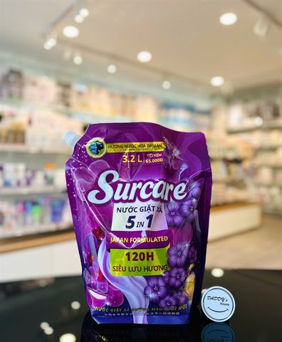 Nước giặt xả 5in1 Surcare tím - Hương nước hoa đam mê (3200ml) - Hàng tặng