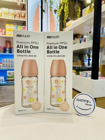 Bình sữa Moyuum Premium PPSU không kèm núm ty - hoa - NĐ (270ml)