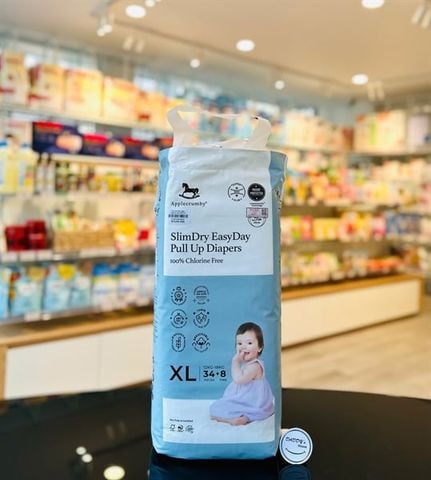 Tã quần ban ngày Applecrumby Slimdry Easyday Mega Pull Up size XL34+8 (12-18kg)