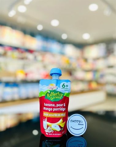 Túi dinh dưỡng Rafferty's Garden vị chuối, lê, xoài & yến mạch nghiền 6th Aus - NĐ (120g)