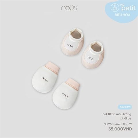 Set bao tay, bao chân Nous màu trắng phối be (NB)
