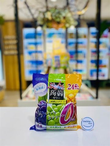 Thạch Orihiro jelly vị nho tím, nho xanh & xoài - CT (24 túi x 18g)