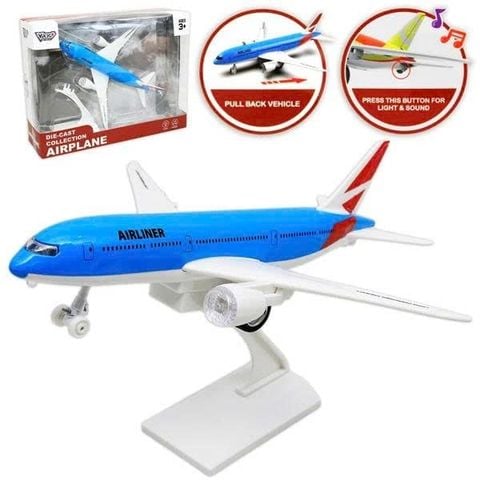 Đồ chơi mô hình máy bay thương mại có đèn & âm thanh Vecto xanh (3y)