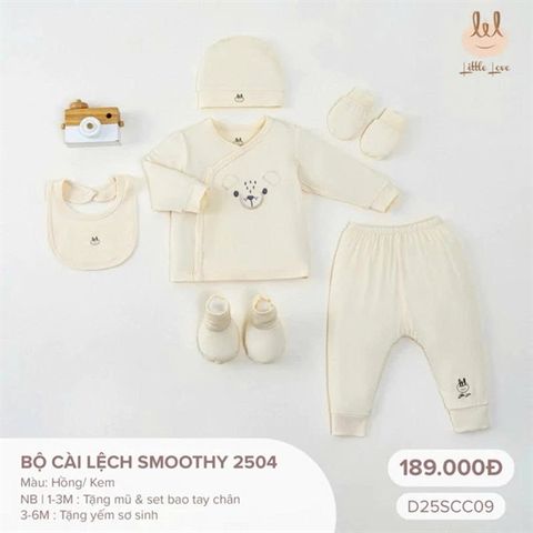 Bộ cài lệch Smoothy Little Love - Màu kem (NB)