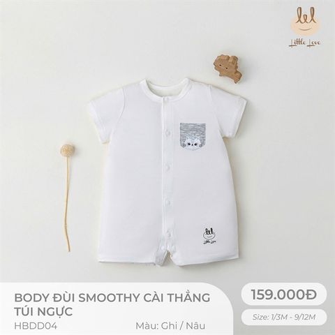 Body đùi cài thẳng túi ngực ghi Little Love (9-12m)