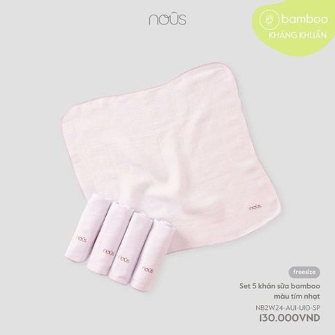 Hộp 5 khăn sữa Nous Bamboo màu tím (30 x 30cm)