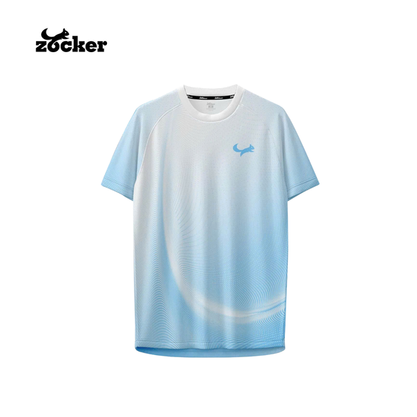Áo pickleball Zocker Signature - Cổ tròn - Trắng xanh