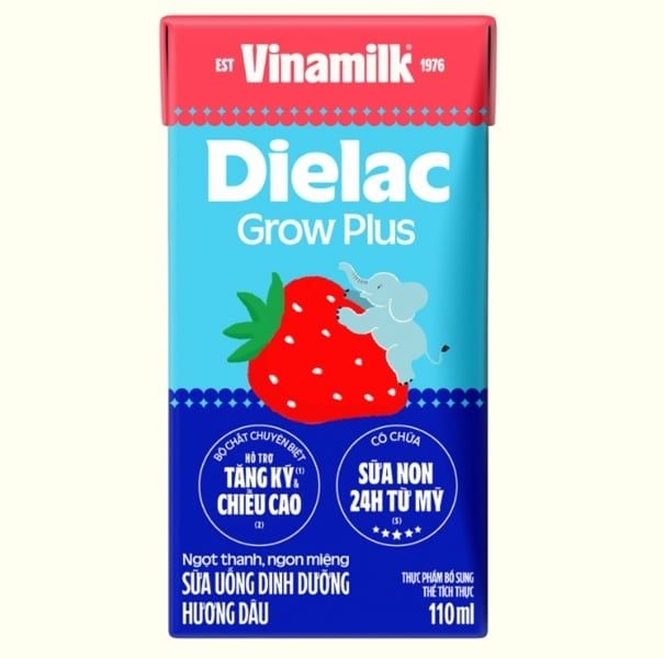 DA.M.F-Sữa. Strawberry Flavored Dielac Grow Plus Vinamilk 110ml