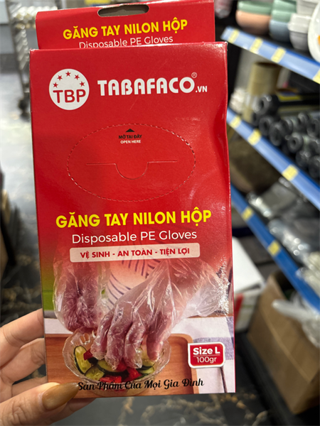 CU-Dụng cụ bếp. Nilon Gloves Box Size L (Găng tay nilon hộp - Size L)