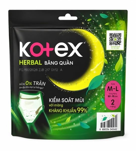 PU-Tiêu dùng. Herbal Antibacterial Pant Style Sanitary Pants Kotex M/L 2x16
