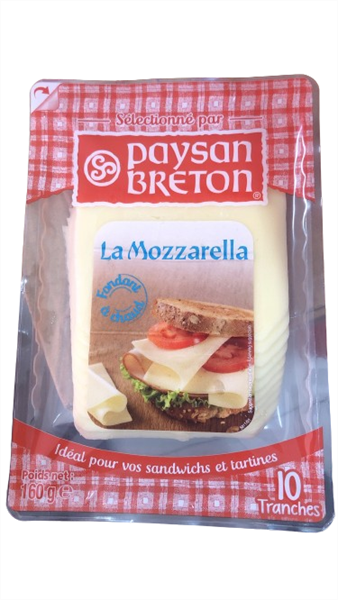 DA.C-Phô mai. Mozzarella Cheese Slices Paysan Breton 160g