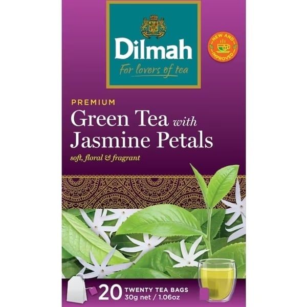 TE- Green Tea Jasmine Foil Env Tbag Dilmah 30g