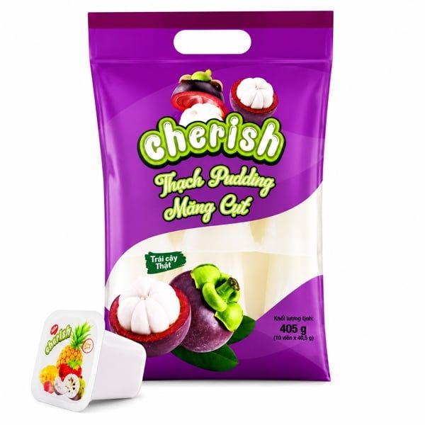 SN.CD-Kẹo. Mangosteen Flavored Pudding Cherish 405g