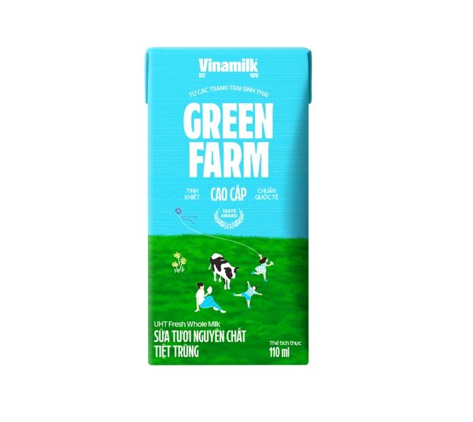 DA.M.F-Sữa. Plain UHT Fresh Milk Green Farm Vinamilk 110ml