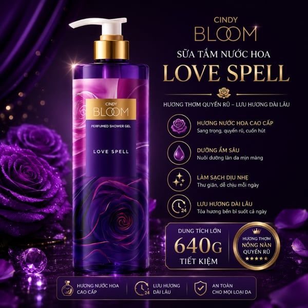 PU-Tiêu dùng. Love Spell Shower Gel Cindy Bloom 640g