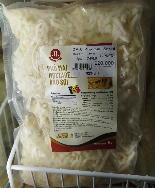 DA.C-Phô mai. Shredded Mozzarella Cheese Milcobel 1kg