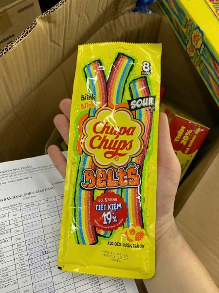 SN.CD-Kẹo. Sour Belts Gummy Candy Chupa Chups 57.6g