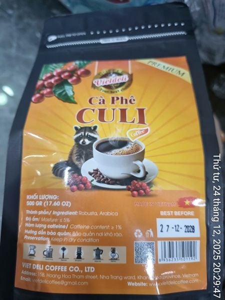 CF-Cà phê. Roasted Coffee Beans Culi Vietdeli 500g