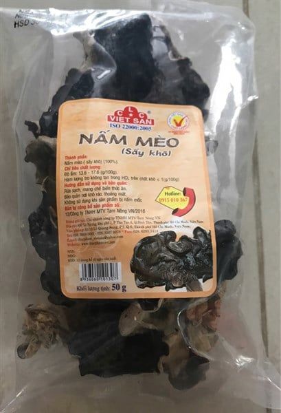 VE.M-Nấm. Dried Wood Ear Mushroom Viet San 50g (Nấm mèo sấy khô)