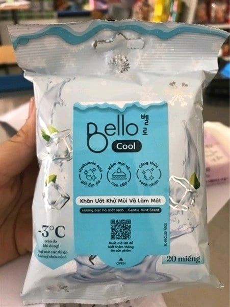 PU- Bello Cool Deodorizing And Cooling Wet Wipes 20Pcs