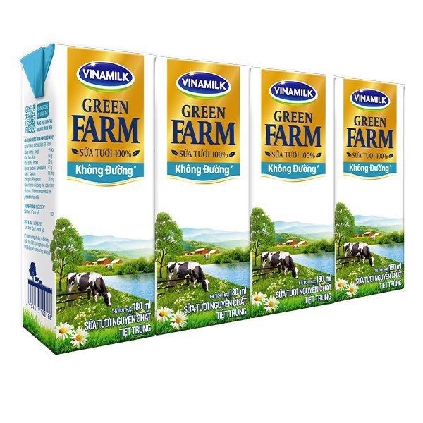 DA.M.F-Sữa. Plain UHT Fresh Milk Green Farm Vinamilk 180ml