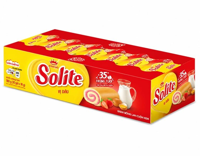 SN.PC-Bánh. Strawberry Flavored Cream Filled Cake Roll Solite 18gx10