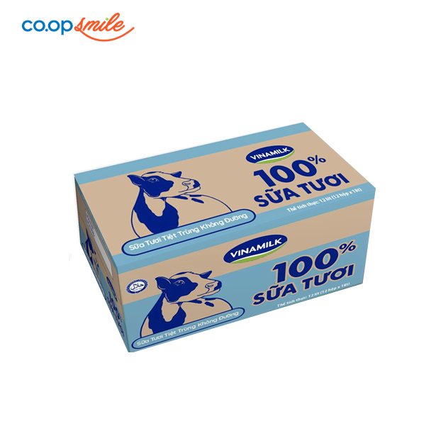 Sữa tươi tiệt trùng Vinamilk 100% sữa tươi không đường thùng 12x1lít