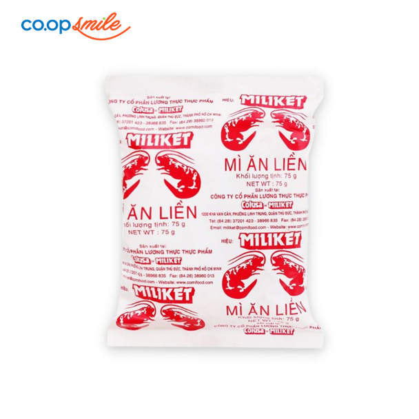 Mì MILIKET 2 tôm giấy trắng gói 75g