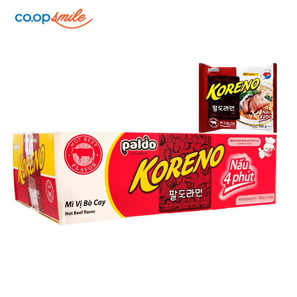 Mì Koreno bò cay thùng 24 góix100g