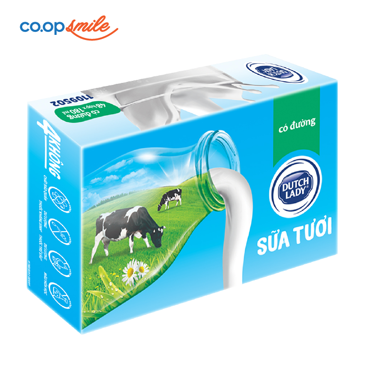 Sữa tiệt trùng Dutch Lady  có đường hộp giấy 48x180ml