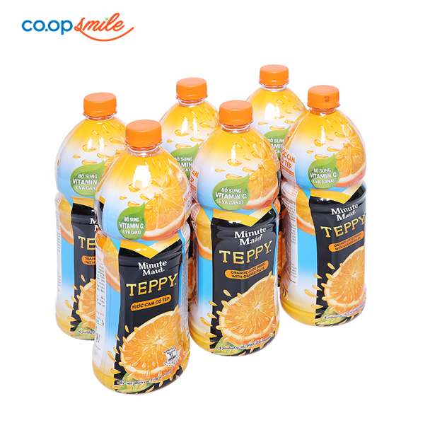 Nước TEPPY cam tép chai lốc 6x1L