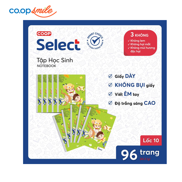 Tập Coop Select kẻ ô ly 80 96T lốc 10